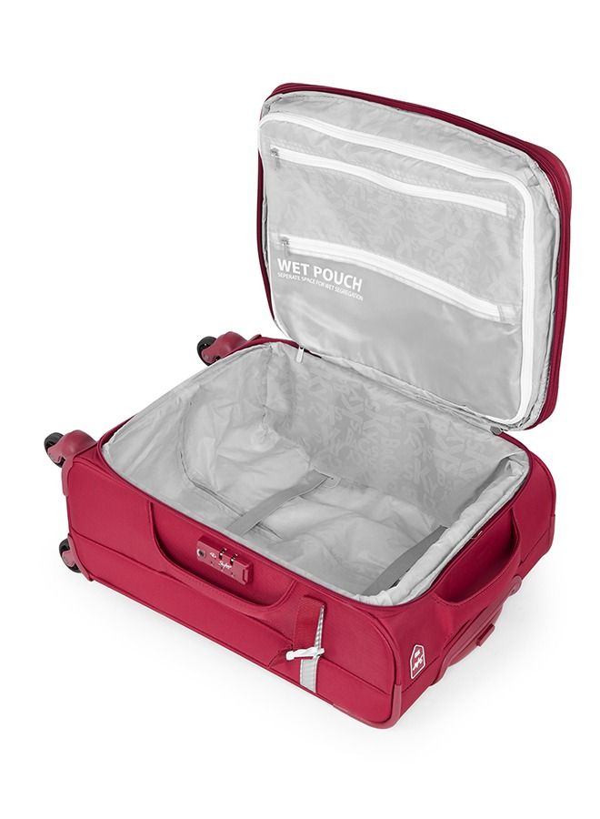 4 WHEELS SKYBAGS SNAZZY CARMINE RED SOFTSIDE CABIN TROLLEY BAG - SK STSNAH59CRD