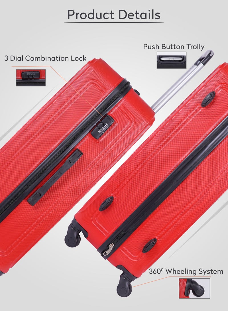 Retro Cabin Size ABS Hardside Spinner Luggage Trolley 20 Inch Red