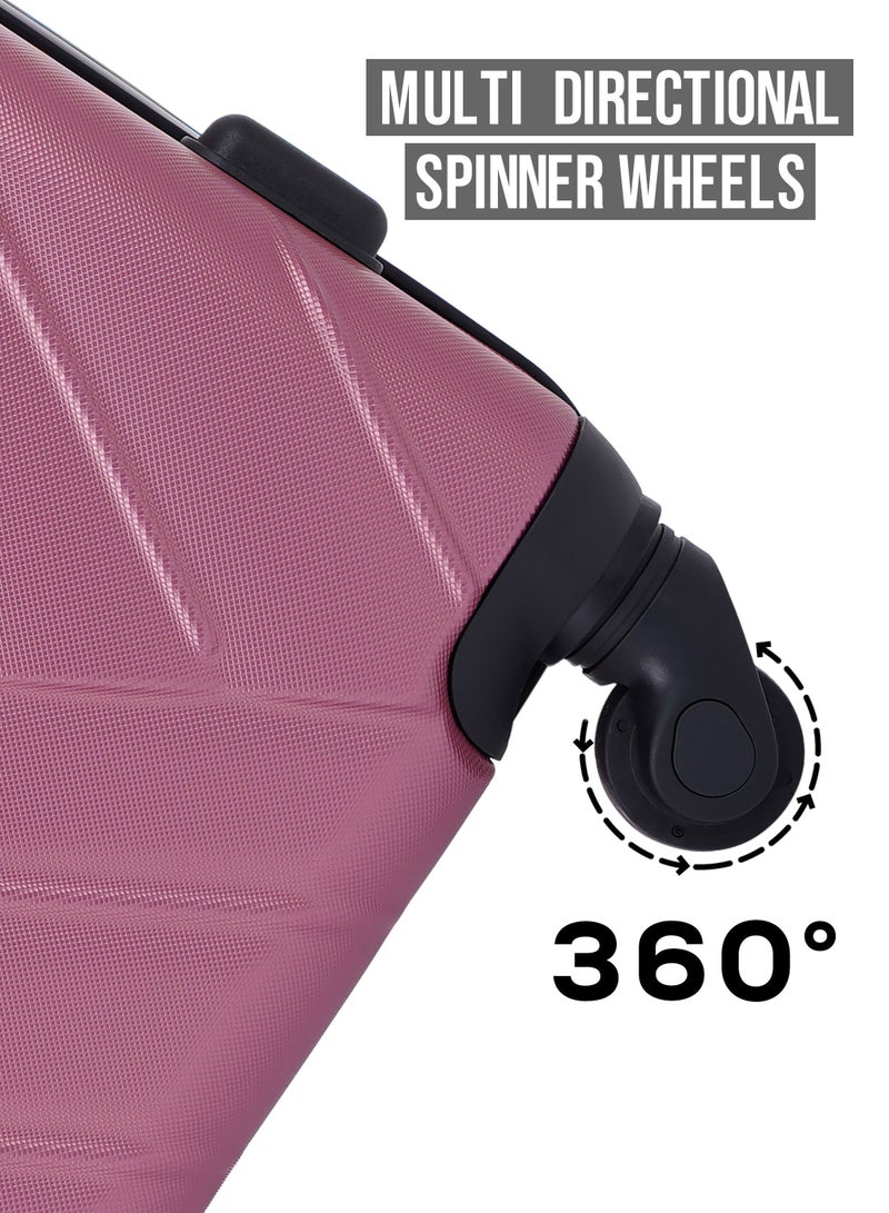 3-Piece Hard Side Spinner Luggage Trolley Set 20/24/28 Inch Pink