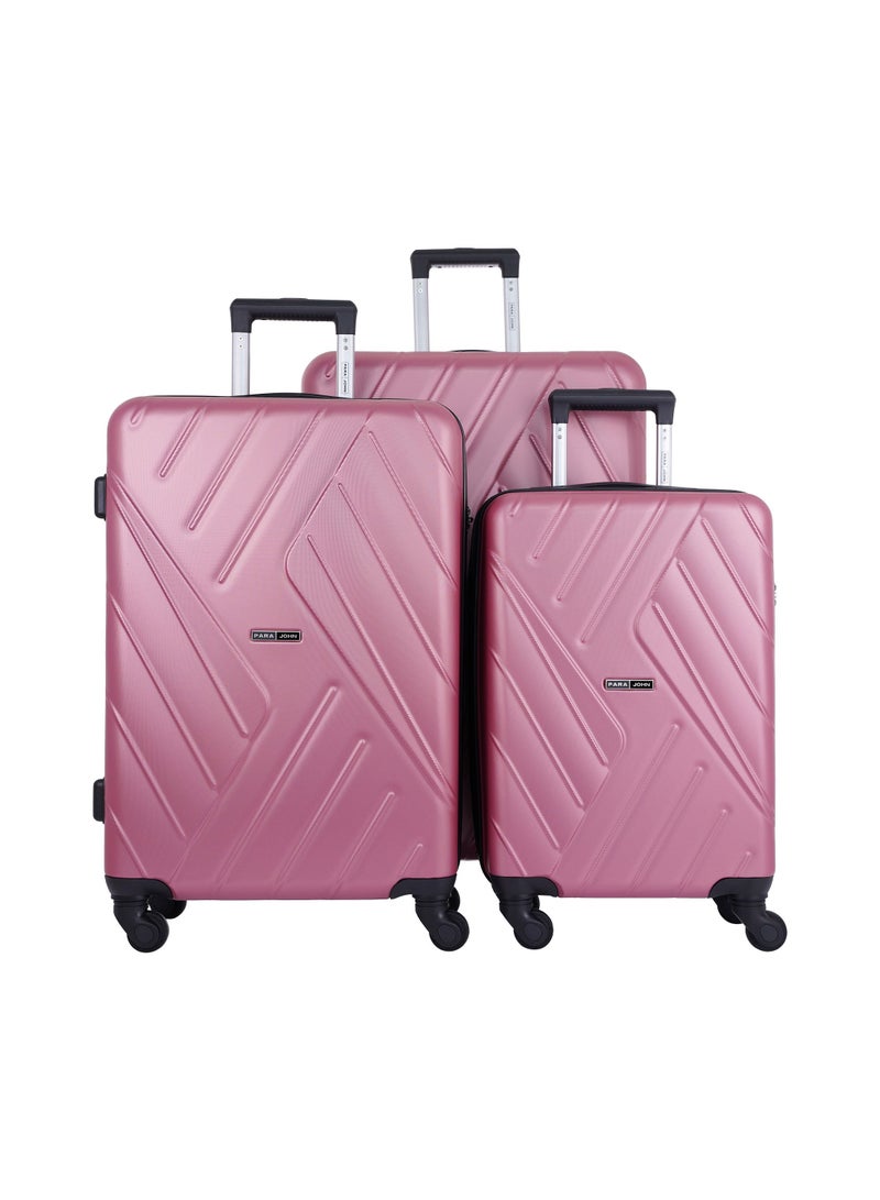 3-Piece Hard Side Spinner Luggage Trolley Set 20/24/28 Inch Pink