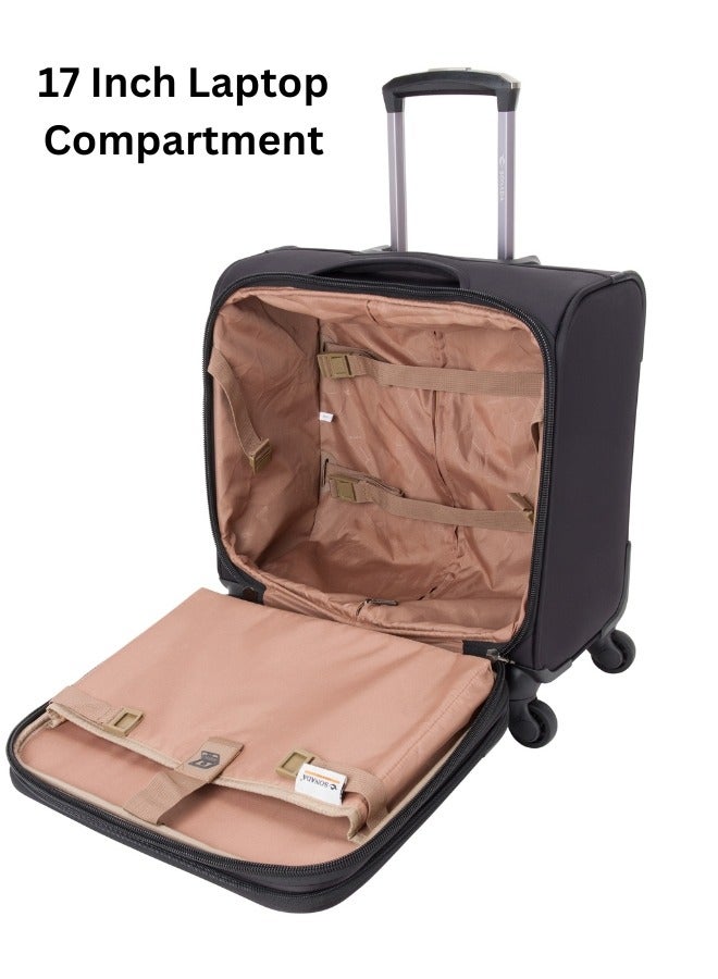 Premium Rolling Laptop Bag TSA Approved 4 Wheeled Pilot Case Trolley with RFID Pockets