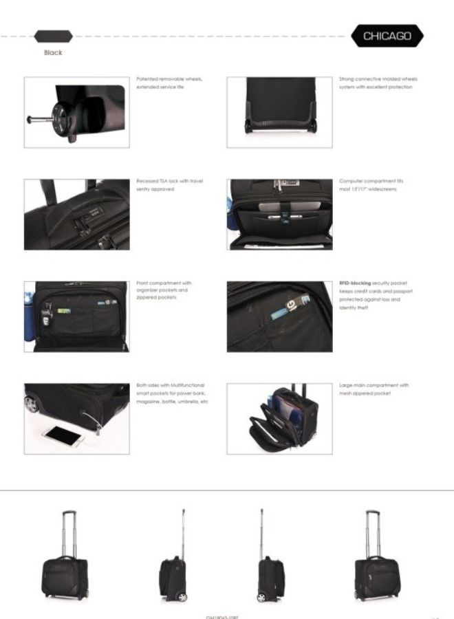 Rolling Laptop Case, Pilot Business Bag for Travel And Office, TSA Approved Lock
