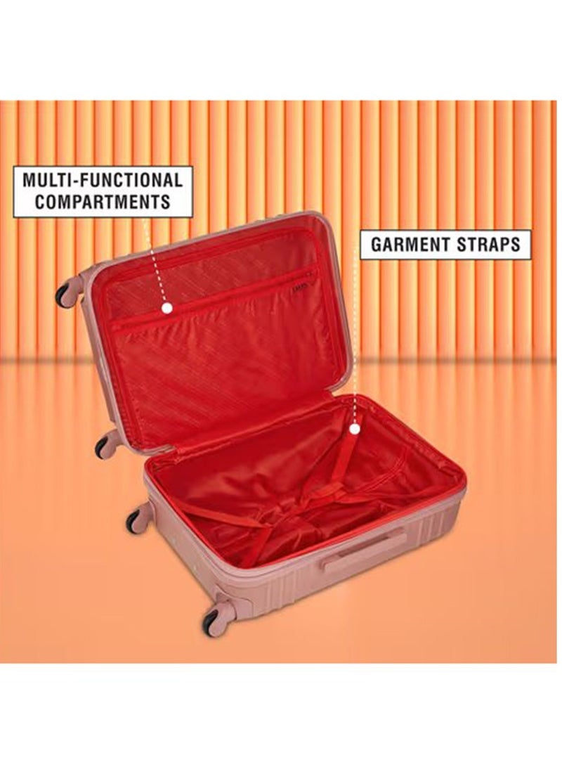 Eclipse Hard Case Luggage Trolley For Unisex ABS Lightweight 4 Double Wheeled Suitcase With Built In TSA Type Lock DK Rose