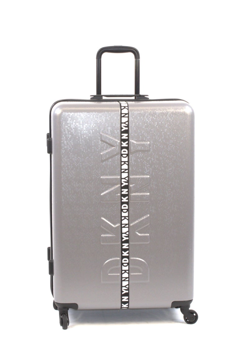 DKNY Front & Center  Hardside Luggage on Wheels for Unisex | Ultra Lightweight ABS on with Spinner Double Wheels 4 Color Silver