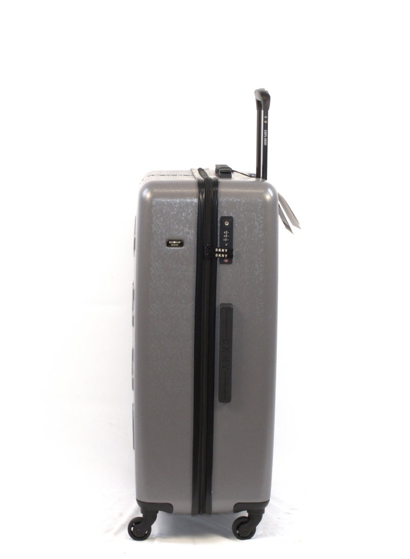 DKNY Front & Center  Hardside Luggage on Wheels for Unisex | Ultra Lightweight ABS on with Spinner Double Wheels 4 Color Silver