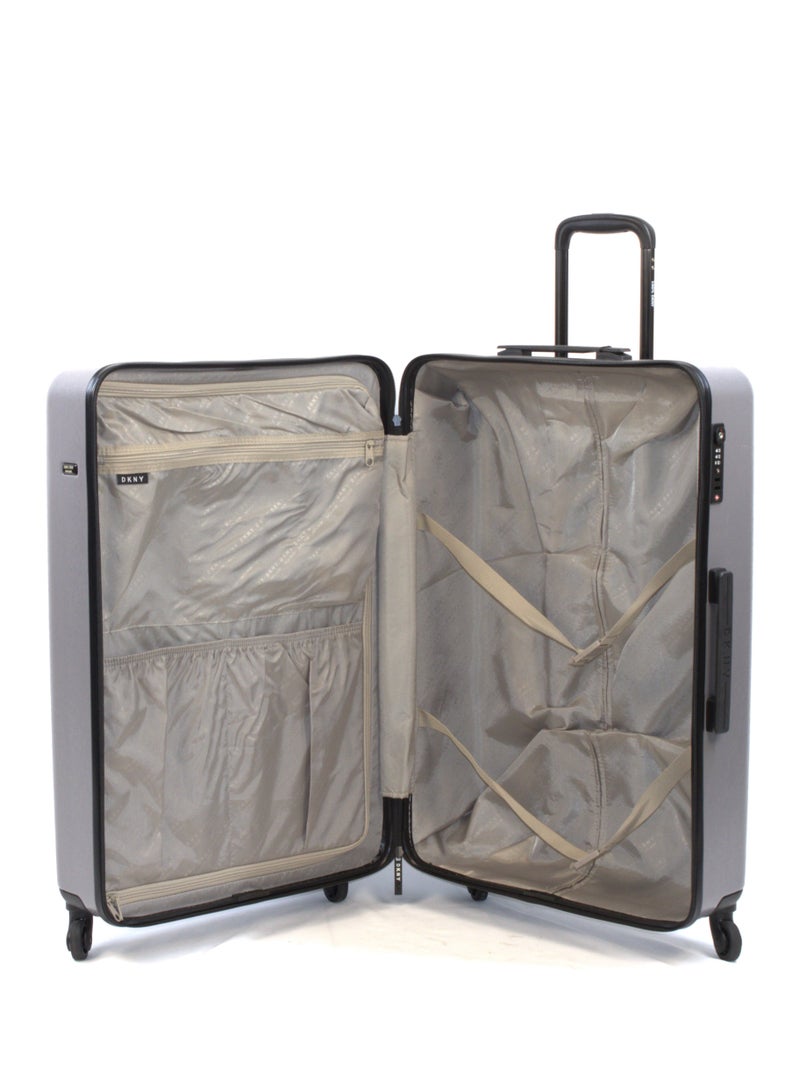 DKNY Front & Center  Hardside Luggage on Wheels for Unisex | Ultra Lightweight ABS on with Spinner Double Wheels 4 Color Silver