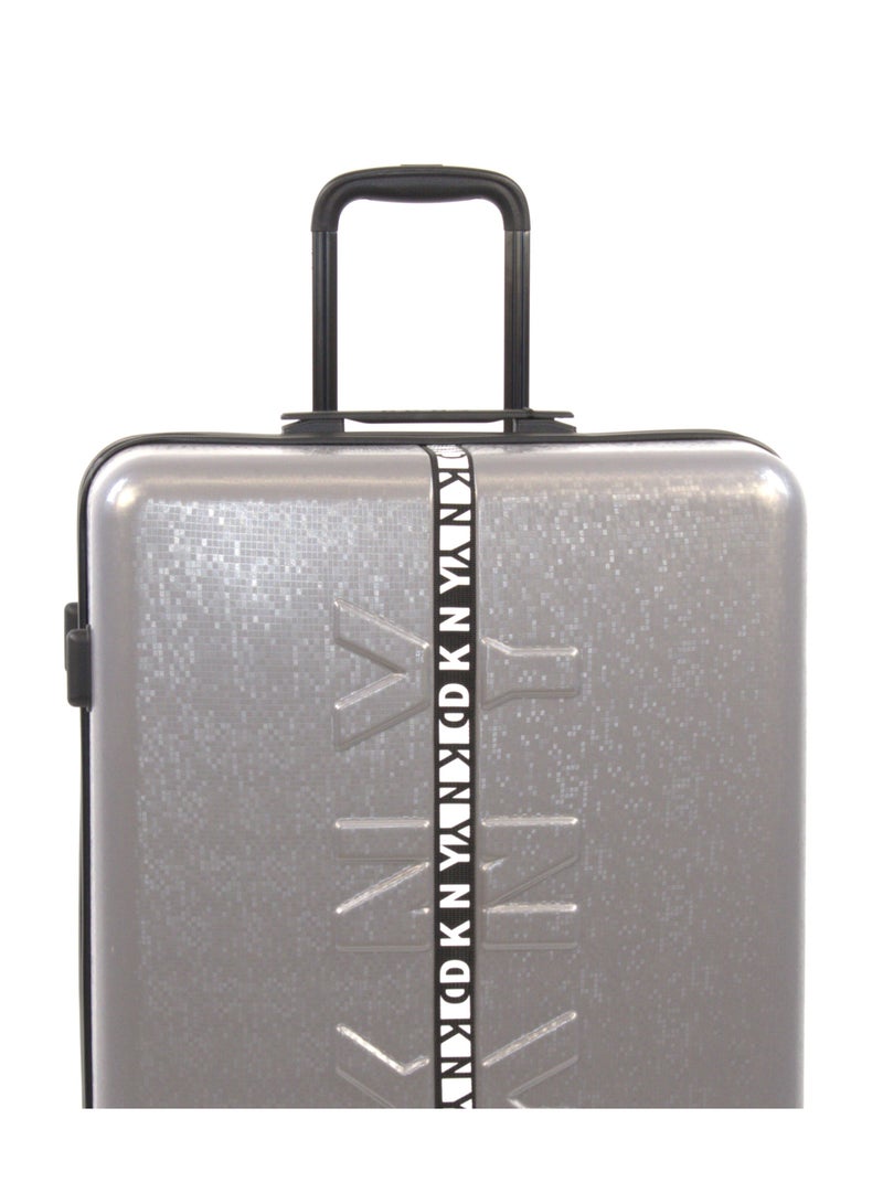 DKNY Front & Center  Hardside Luggage on Wheels for Unisex | Ultra Lightweight ABS on with Spinner Double Wheels 4 Color Silver