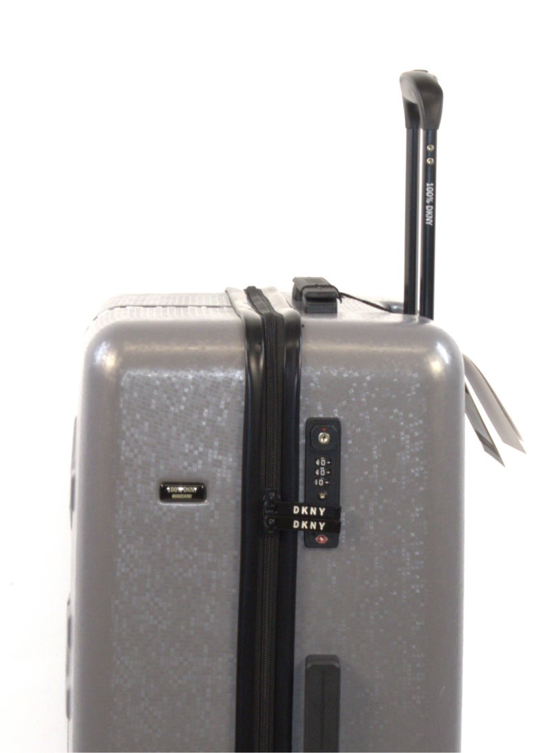 DKNY Front & Center  Hardside Luggage on Wheels for Unisex | Ultra Lightweight ABS on with Spinner Double Wheels 4 Color Silver