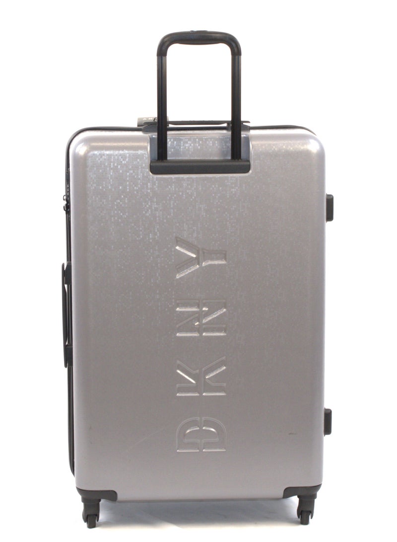 DKNY Front & Center  Hardside Luggage on Wheels for Unisex | Ultra Lightweight ABS on with Spinner Double Wheels 4 Color Silver