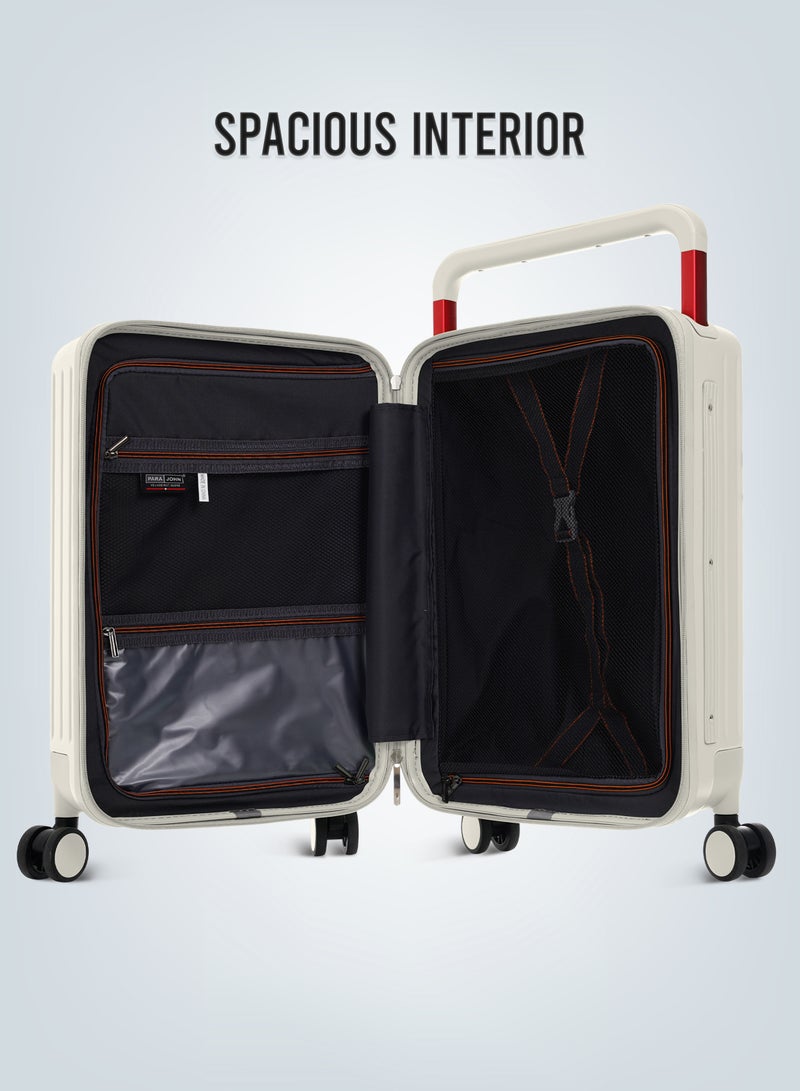 Wide Handle Cabin Luggage Trolley For Ultimate Fashion Travel Elegance White