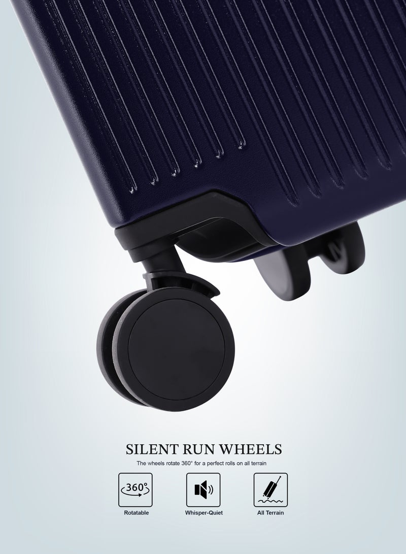 Premium Wide Handle Spinner Carry On Luggage Trolley with TSA Lock 20 Inch Navy