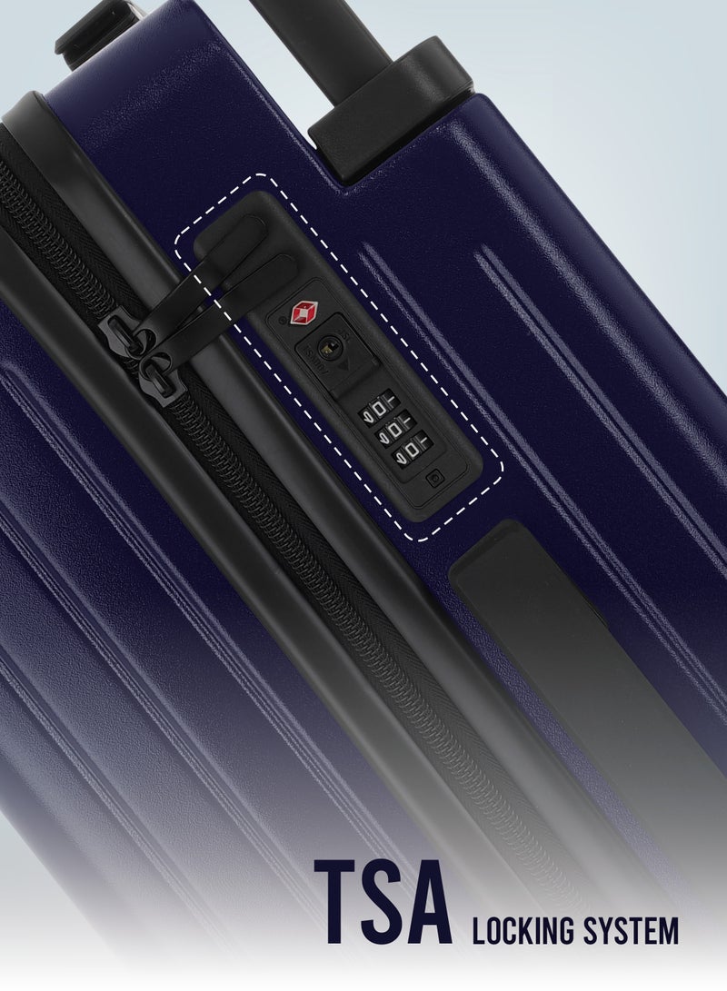 Premium Wide Handle Spinner Carry On Luggage Trolley with TSA Lock 20 Inch Navy