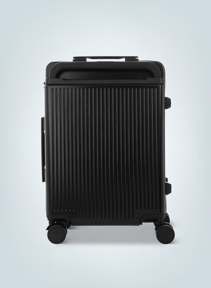 Premium Wide Handle Spinner Carry On Luggage Trolley with TSA Lock 20 Inch Black