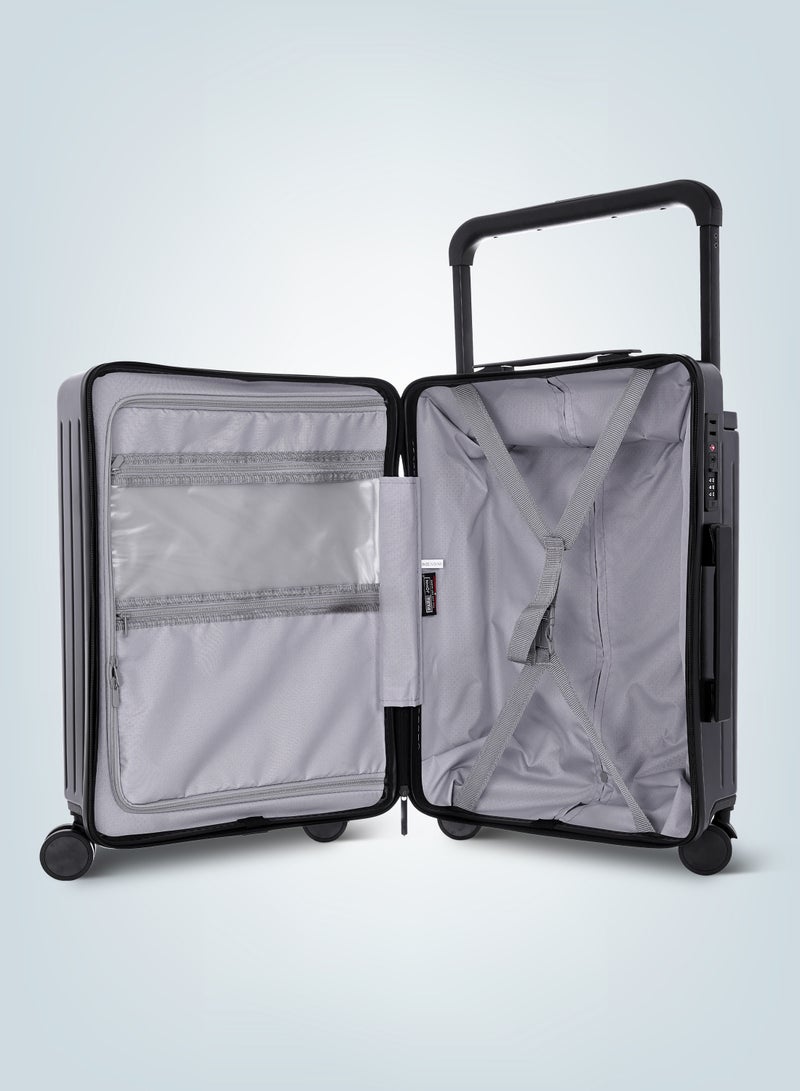 Premium Wide Handle Spinner Carry On Luggage Trolley with TSA Lock 20 Inch Black
