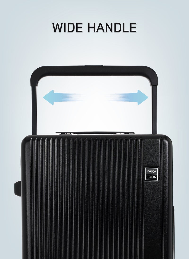 Premium Wide Handle Spinner Carry On Luggage Trolley with TSA Lock 20 Inch Black