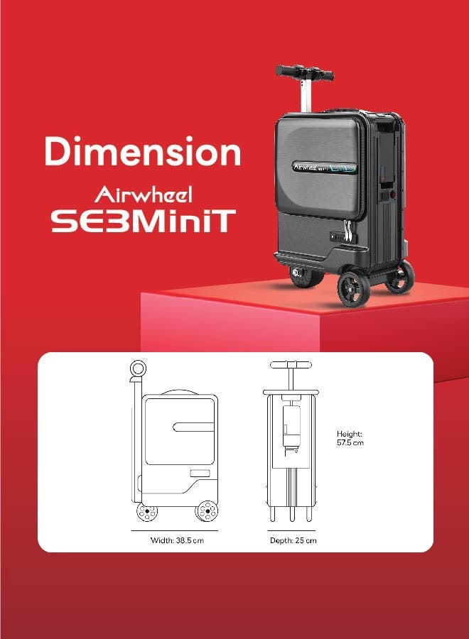 Airwheel SE3MiniT - Electric Luggage Scooter - Black | Potable Riding Suitcase with Removable Battery, Airwheel Luggage | Official Dealer in UAE