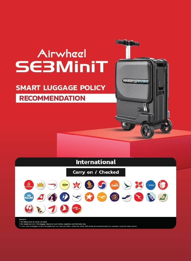 Airwheel SE3MiniT - Electric Luggage Scooter - Black | Potable Riding Suitcase with Removable Battery, Airwheel Luggage | Official Dealer in UAE