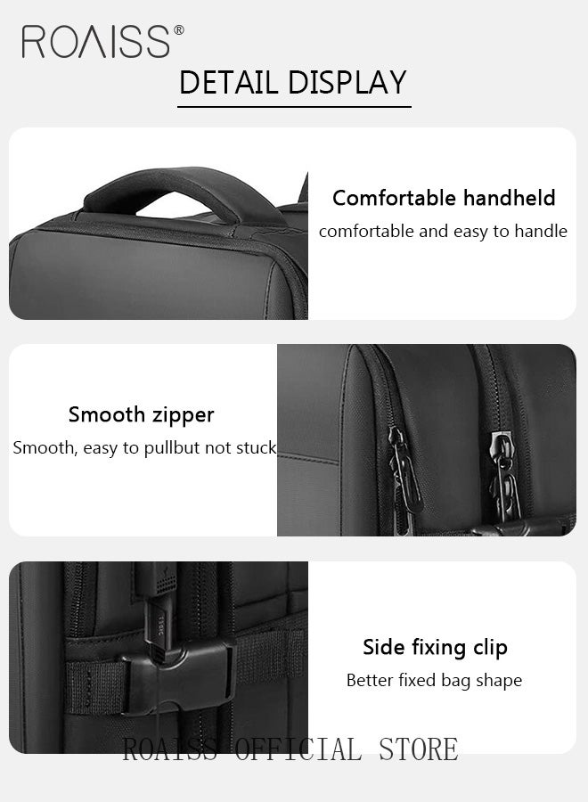 Carry-On Luggage Backpack High Capacity Business Travel Expandable Bag for Short Trips Dry and Wet Separation Scientific Storage Business Computer Bag Simple Solid Color Design with Check In Backpack