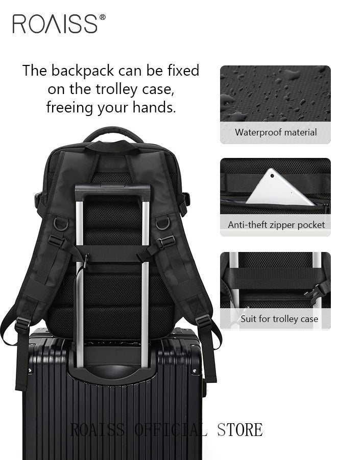 Carry-On Luggage Backpack High Capacity Business Travel Expandable Bag for Short Trips Dry and Wet Separation Scientific Storage Business Computer Bag Simple Solid Color Design with Check In Backpack