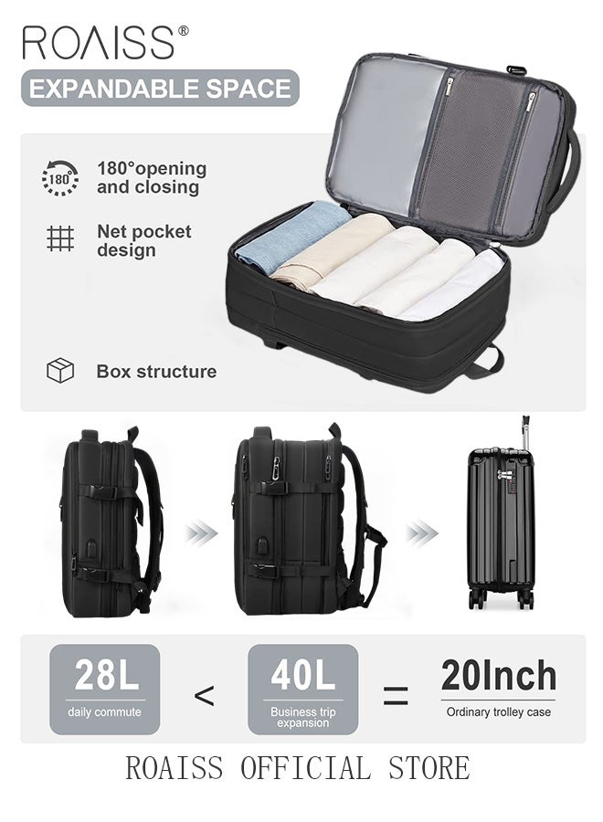 Carry-On Luggage Backpack High Capacity Business Travel Expandable Bag for Short Trips Dry and Wet Separation Scientific Storage Business Computer Bag Simple Solid Color Design with Check In Backpack