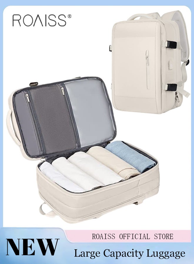 Carry-On Luggage Backpack High Capacity Business Travel Expandable Bag for Short Trips Dry and Wet Separation Scientific Storage Business Computer Bag Simple Solid Color Design with Check In Backpack