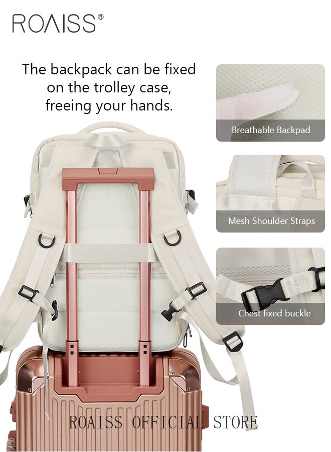 Carry-On Luggage Backpack High Capacity Business Travel Expandable Bag for Short Trips Dry and Wet Separation Scientific Storage Business Computer Bag Simple Solid Color Design with Check In Backpack
