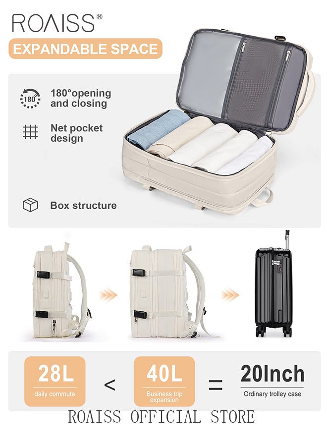 Carry-On Luggage Backpack High Capacity Business Travel Expandable Bag for Short Trips Dry and Wet Separation Scientific Storage Business Computer Bag Simple Solid Color Design with Check In Backpack