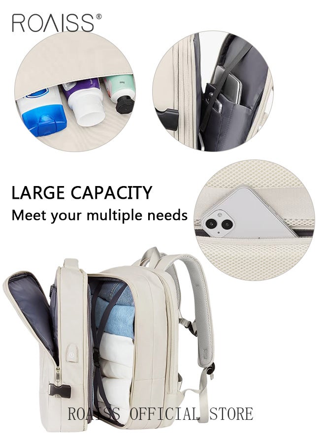 Carry-On Luggage Backpack High Capacity Business Travel Expandable Bag for Short Trips Dry and Wet Separation Scientific Storage Business Computer Bag Simple Solid Color Design with Check In Backpack
