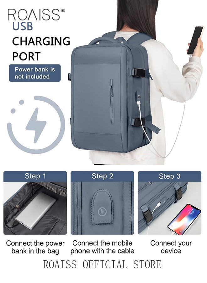 Carry-On Luggage Backpack High Capacity Business Travel Expandable Bag for Short Trips Dry and Wet Separation Scientific Storage Business Computer Bag Simple Solid Color Design with Check In Backpack