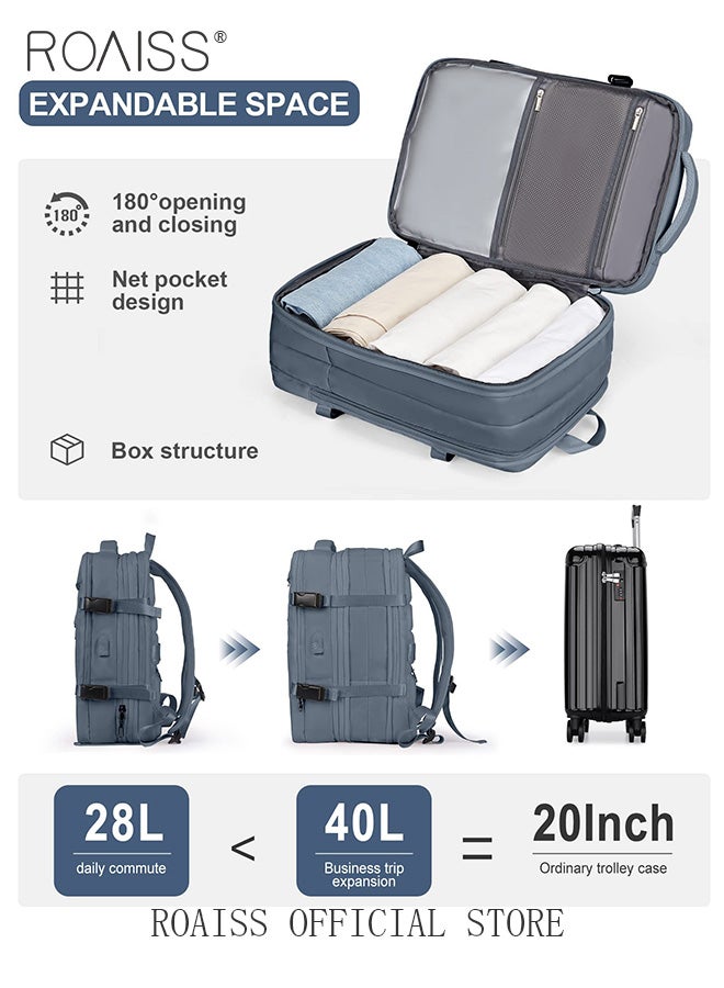 Carry-On Luggage Backpack High Capacity Business Travel Expandable Bag for Short Trips Dry and Wet Separation Scientific Storage Business Computer Bag Simple Solid Color Design with Check In Backpack