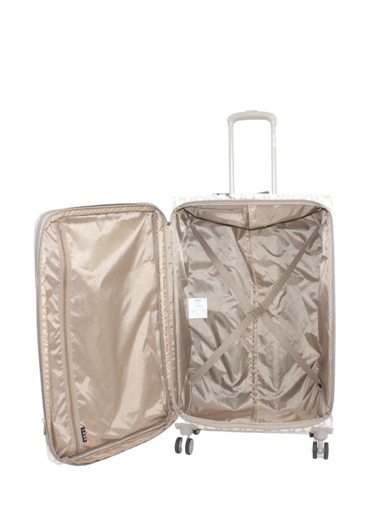 DKNY Signature Strip 2.0 SoftSide Luggage on Wheels for Unisex | Ultra Lightweight ABS on with Spinner Double Wheels 4 Color GREIGE/YELLOW