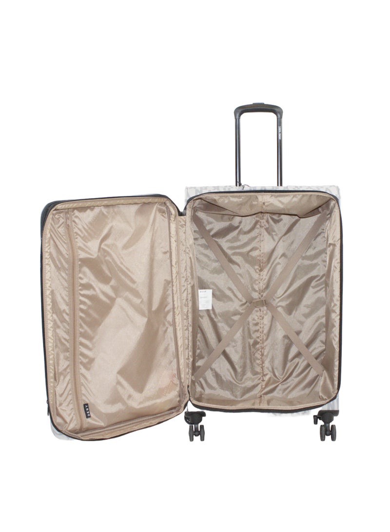 DKNY Signature Strip 2.0 SoftSide Luggage on Wheels for Unisex | Ultra Lightweight ABS on with Spinner Double Wheels 4 Color LT GREY/MAUVE