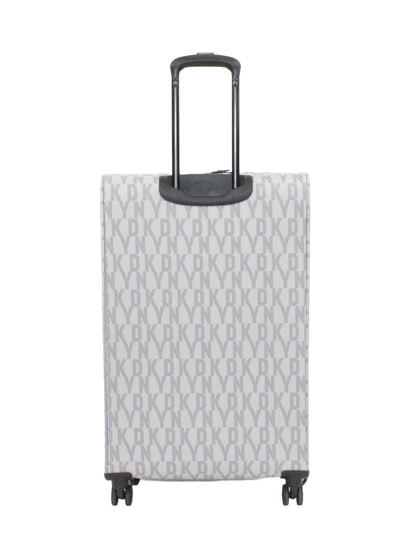 DKNY Signature Strip 2.0 SoftSide Luggage on Wheels for Unisex | Ultra Lightweight ABS on with Spinner Double Wheels 4 Color LT GREY/MAUVE