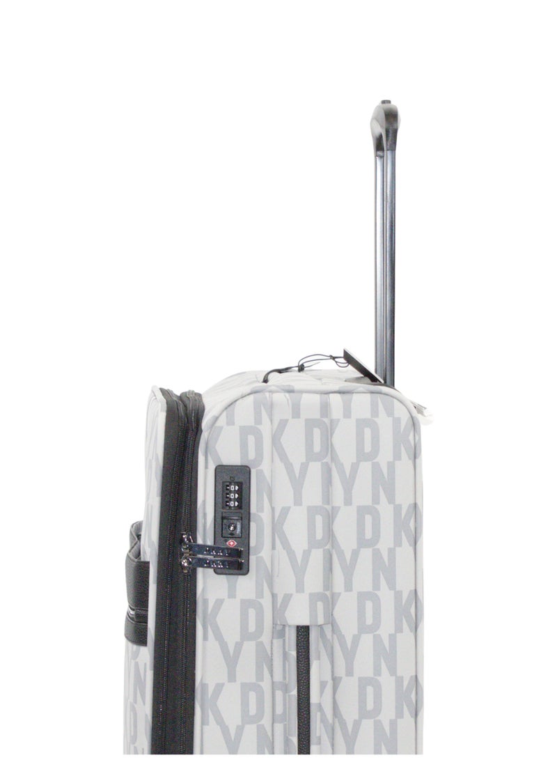 DKNY Signature Strip 2.0 SoftSide Luggage on Wheels for Unisex | Ultra Lightweight ABS on with Spinner Double Wheels 4 Color LT GREY/MAUVE
