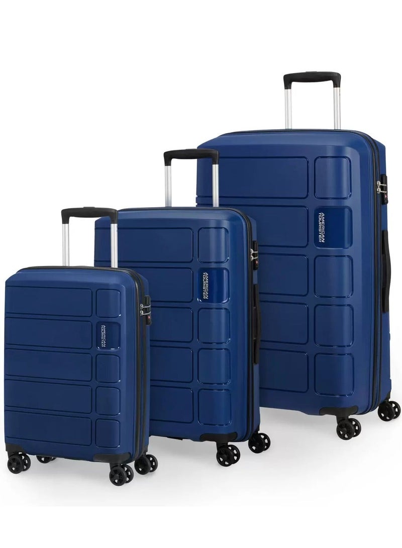 3-Piece Summer Splash Hardside Luggage Set With TSA Lock System in Midnight Blue