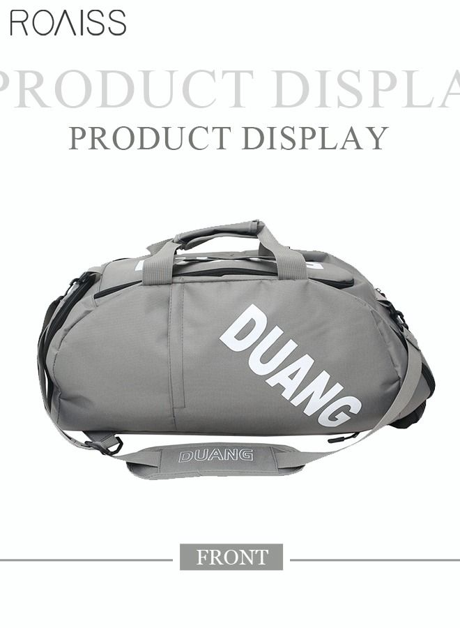 Unisex Gym Duffel Bag Sports Backpack Portable Luggage Handbag Wet and Dry Separation Shoes Compartment Large Capacity Crossbody Bag for Fitness Travel Grey