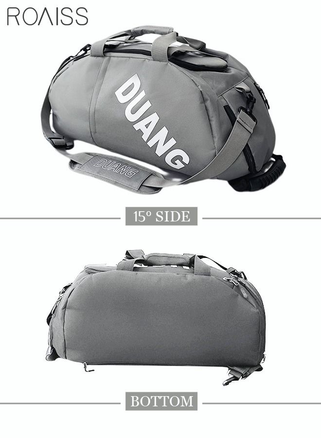 Unisex Gym Duffel Bag Sports Backpack Portable Luggage Handbag Wet and Dry Separation Shoes Compartment Large Capacity Crossbody Bag for Fitness Travel Grey