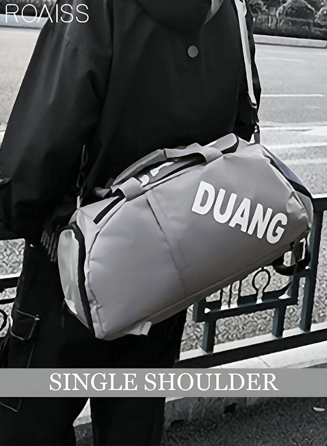 Unisex Gym Duffel Bag Sports Backpack Portable Luggage Handbag Wet and Dry Separation Shoes Compartment Large Capacity Crossbody Bag for Fitness Travel Grey