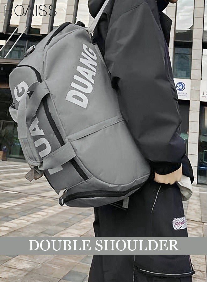 Unisex Gym Duffel Bag Sports Backpack Portable Luggage Handbag Wet and Dry Separation Shoes Compartment Large Capacity Crossbody Bag for Fitness Travel Grey