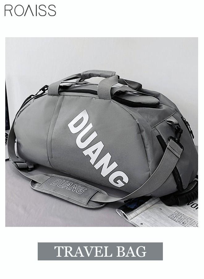 Unisex Gym Duffel Bag Sports Backpack Portable Luggage Handbag Wet and Dry Separation Shoes Compartment Large Capacity Crossbody Bag for Fitness Travel Grey