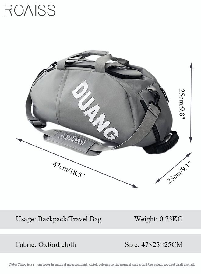 Unisex Gym Duffel Bag Sports Backpack Portable Luggage Handbag Wet and Dry Separation Shoes Compartment Large Capacity Crossbody Bag for Fitness Travel Grey