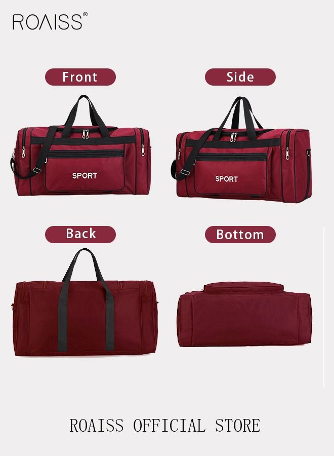 Unisex Travel Duffel Bag Large Capacity Lightweight Wear-resistant Oxford Fabric Multipurpose Foldable Luggage Handbag for Fitness Sports Training Trip Red