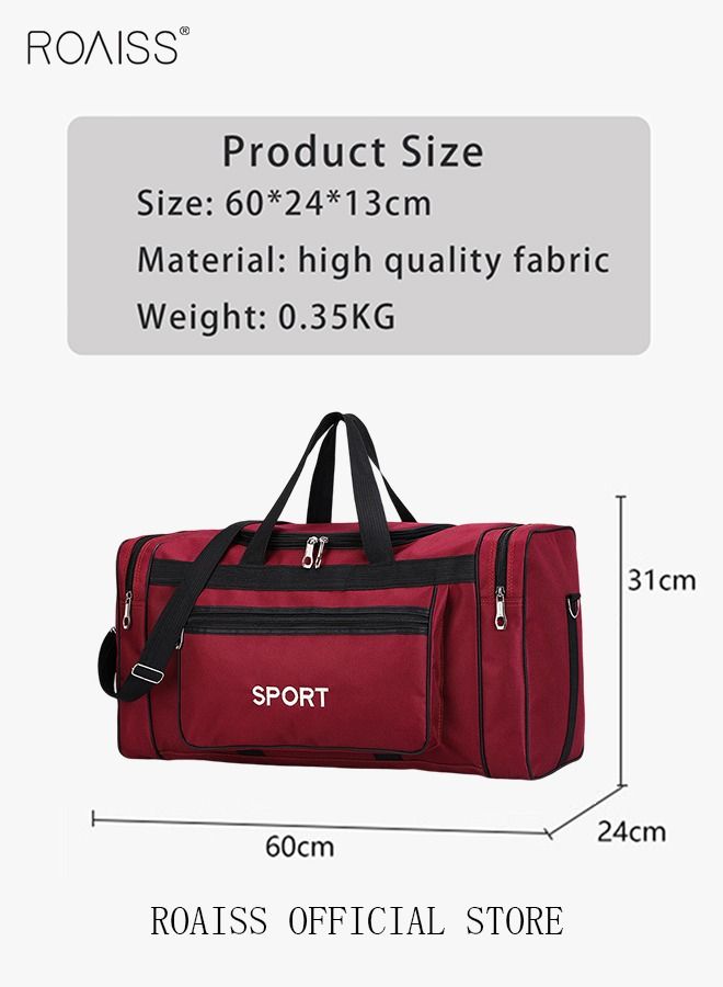 Unisex Travel Duffel Bag Large Capacity Lightweight Wear-resistant Oxford Fabric Multipurpose Foldable Luggage Handbag for Fitness Sports Training Trip Red