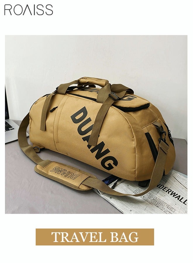 Unisex Gym Duffel Bag Sports Backpack Portable Luggage Handbag Wet and Dry Separation Shoes Compartment Large Capacity Crossbody Bag for Fitness Travel Brown