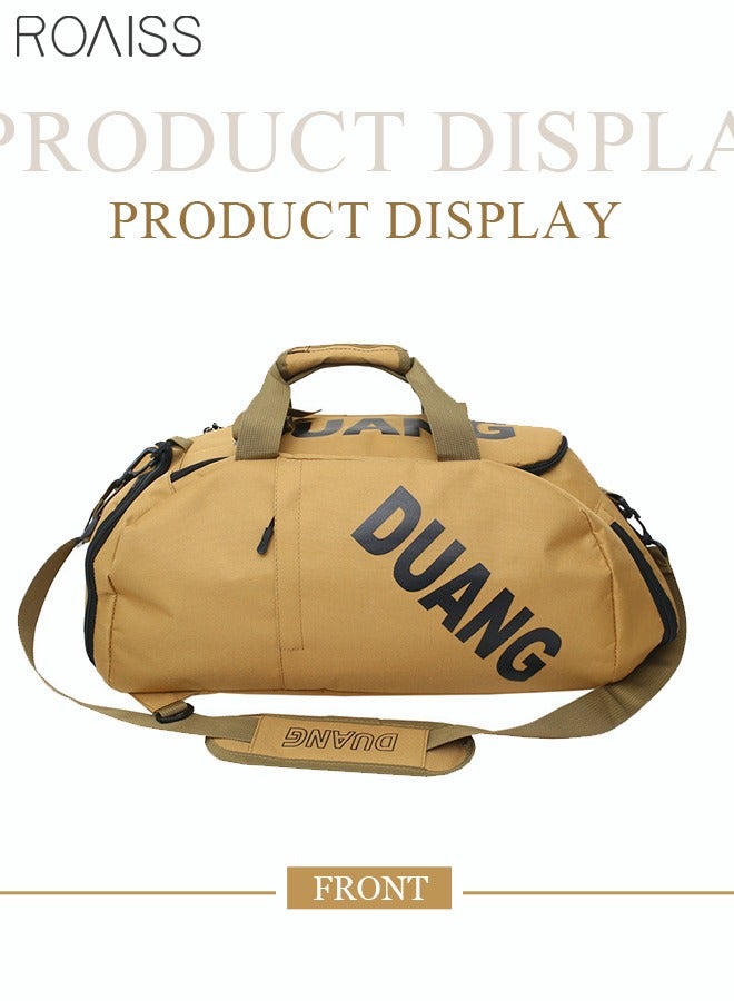 Unisex Gym Duffel Bag Sports Backpack Portable Luggage Handbag Wet and Dry Separation Shoes Compartment Large Capacity Crossbody Bag for Fitness Travel Brown