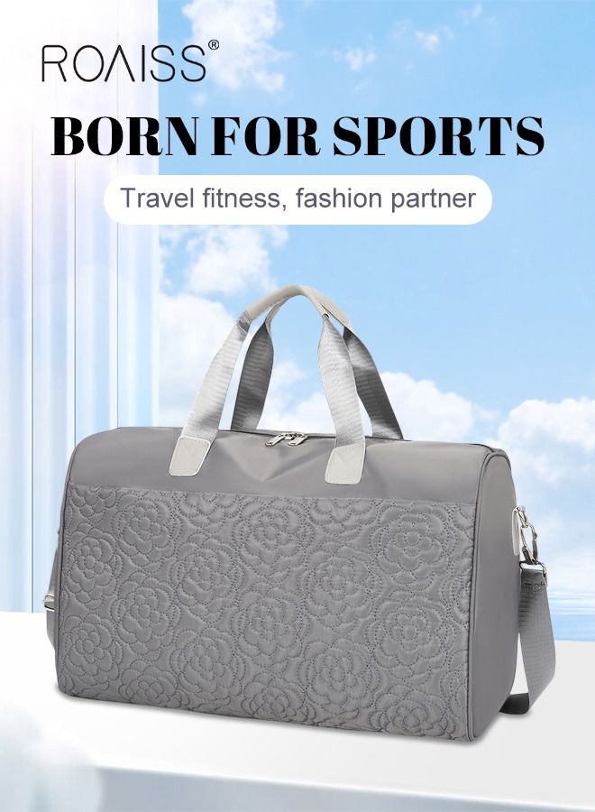 Floral Travel Duffel Bag Large Capacity Lightweight Waterproof Oxford Fabric Multipurpose Shoulder Luggage Bag for Fitness Sports Training Trip for Unisex