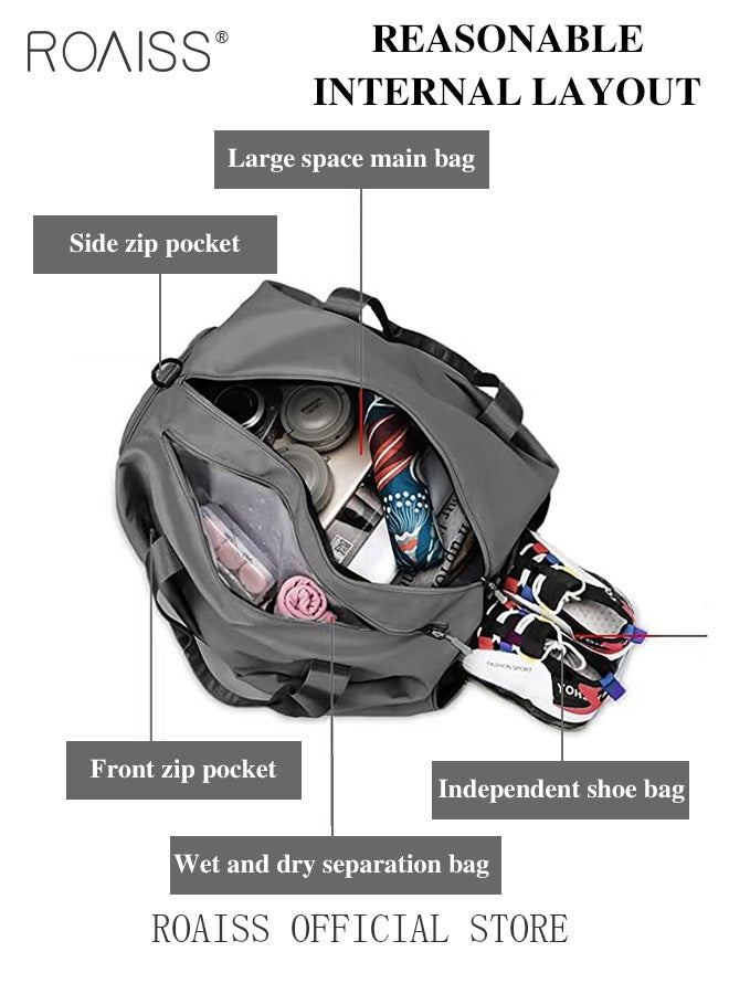 Multi Functional Large Capacity Carry on Luggage Bag Wet and Dry Separation Shoe Compartment Gym Bag Suitcase with Pull Rod Perfect for Short Business Trips and Travel