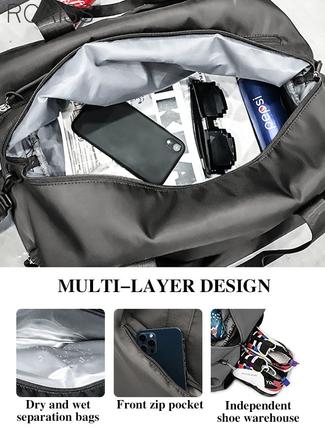 Multi Functional Large Capacity Carry on Luggage Bag Wet and Dry Separation Shoe Compartment Gym Bag Suitcase with Pull Rod Perfect for Short Business Trips and Travel