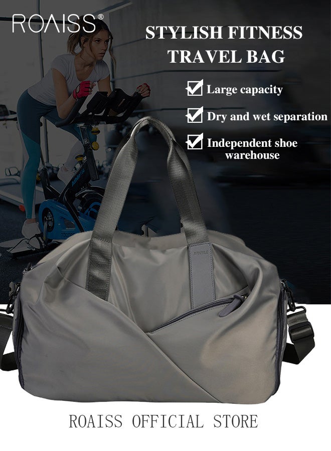 Multi Functional Large Capacity Carry on Luggage Bag Wet and Dry Separation Shoe Compartment Gym Bag Suitcase with Pull Rod Perfect for Short Business Trips and Travel