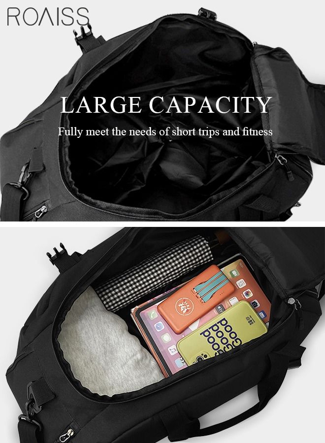 Unisex Gym Duffel Bag Sports Backpack Portable Luggage Handbag Wet and Dry Separation Shoes Compartment Large Capacity Crossbody Bag for Fitness Travel Black